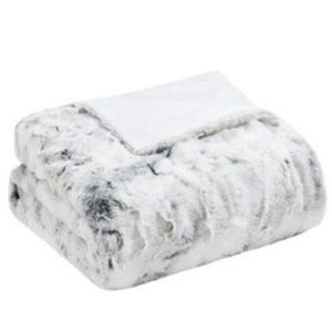 Oversized Faux Fur Throw Blanket - Gray -60"x70"